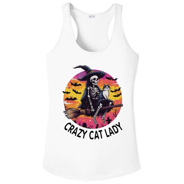 Crazy Cat Lady Funny Witch Halloween Spooky Ladies PosiCharge Competitor Racerback Tank