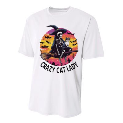 Crazy Cat Lady Funny Witch Halloween Spooky Performance Sprint T-Shirt