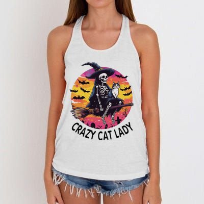 Crazy Cat Lady Funny Witch Halloween Spooky Women's Knotted Racerback Tank