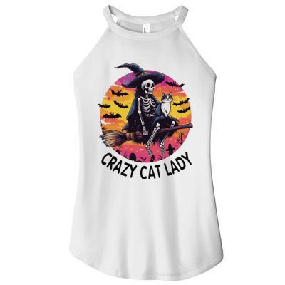 Crazy Cat Lady Funny Witch Halloween Spooky Women's Perfect Tri Rocker Tank