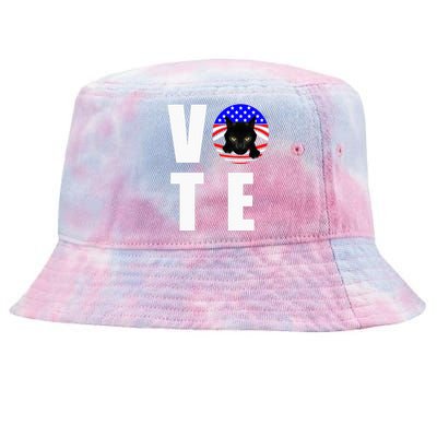 Childless Cat Ladies Vote Retro Tie-Dyed Bucket Hat