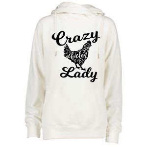 Crazy Chicken Lady Womens Funnel Neck Pullover Hood