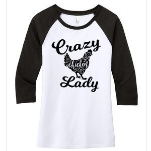 Crazy Chicken Lady Women's Tri-Blend 3/4-Sleeve Raglan Shirt