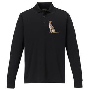 Cute Cheetah Lover Illustration Wild Cat Love Gift Performance Long Sleeve Polo