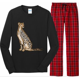 Cute Cheetah Lover Illustration Wild Cat Love Gift Long Sleeve Pajama Set