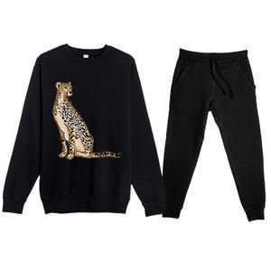 Cute Cheetah Lover Illustration Wild Cat Love Gift Premium Crewneck Sweatsuit Set