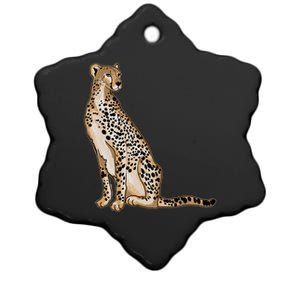 Cute Cheetah Lover Illustration Wild Cat Love Gift Ceramic Star Ornament