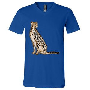 Cute Cheetah Lover Illustration Wild Cat Love Gift V-Neck T-Shirt