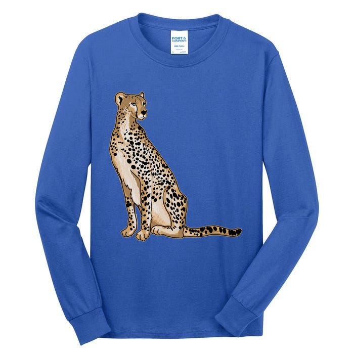 Cute Cheetah Lover Illustration Wild Cat Love Gift Tall Long Sleeve T-Shirt