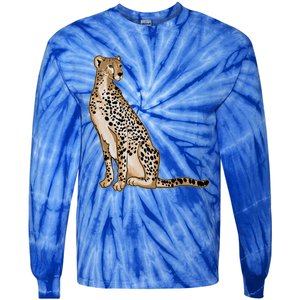 Cute Cheetah Lover Illustration Wild Cat Love Gift Tie-Dye Long Sleeve Shirt