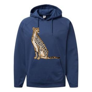 Cute Cheetah Lover Illustration Wild Cat Love Gift Performance Fleece Hoodie