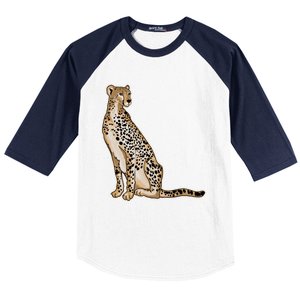 Cute Cheetah Lover Illustration Wild Cat Love Gift Baseball Sleeve Shirt