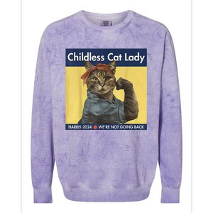 Childless Cat Lady Rosie The Riveter Ladies Voting Kamala Colorblast Crewneck Sweatshirt