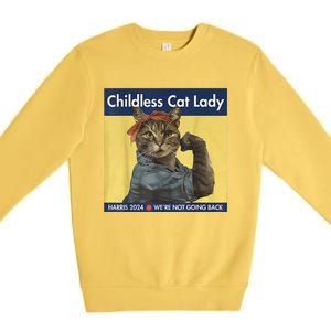 Childless Cat Lady Rosie The Riveter Ladies Voting Kamala Premium Crewneck Sweatshirt