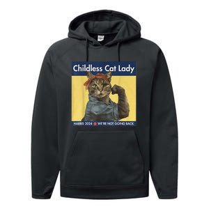 Childless Cat Lady Rosie The Riveter Ladies Voting Kamala Performance Fleece Hoodie