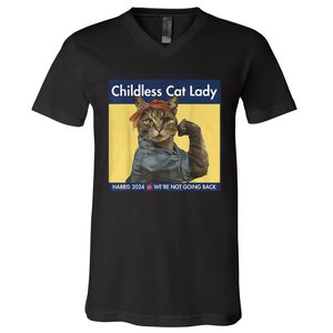 Childless Cat Lady Rosie The Riveter Ladies Voting Kamala V-Neck T-Shirt