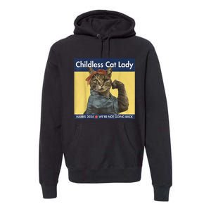 Childless Cat Lady Rosie The Riveter Ladies Voting Kamala Premium Hoodie