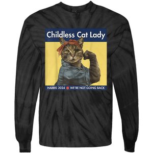 Childless Cat Lady Rosie The Riveter Ladies Voting Kamala Tie-Dye Long Sleeve Shirt