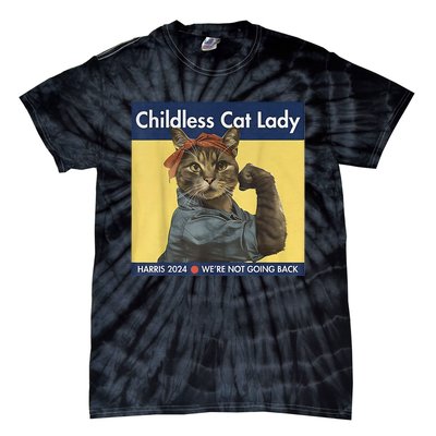 Childless Cat Lady Rosie The Riveter Ladies Voting Kamala Tie-Dye T-Shirt