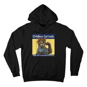 Childless Cat Lady Rosie The Riveter Ladies Voting Kamala Tall Hoodie