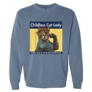 Childless Cat Lady Rosie The Riveter Ladies Voting Kamala Garment-Dyed Sweatshirt