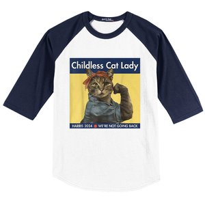 Childless Cat Lady Rosie The Riveter Ladies Voting Kamala Baseball Sleeve Shirt