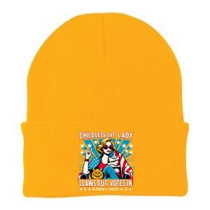 Childless Cat Lady Claws Out Votes In Kamala Harris Graphic Knit Cap Winter Beanie