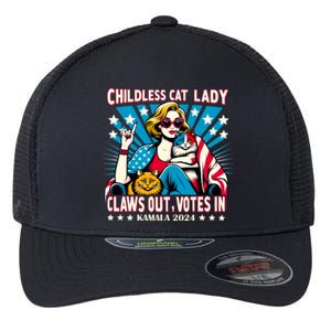 Childless Cat Lady Claws Out Votes In Kamala Harris Graphic Flexfit Unipanel Trucker Cap