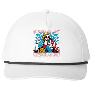 Childless Cat Lady Claws Out Votes In Kamala Harris Graphic Snapback Five-Panel Rope Hat