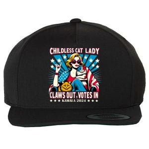 Childless Cat Lady Claws Out Votes In Kamala Harris Graphic Wool Snapback Cap