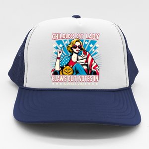 Childless Cat Lady Claws Out Votes In Kamala Harris Graphic Trucker Hat