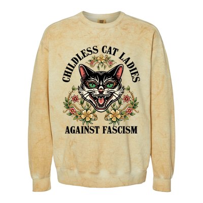 Childless Cat Ladies Against Fascism Colorblast Crewneck Sweatshirt