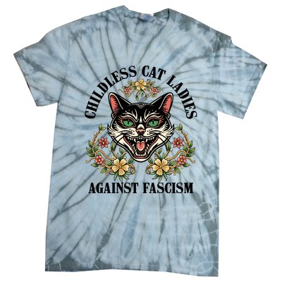 Childless Cat Ladies Against Fascism Tie-Dye T-Shirt