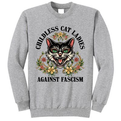 Childless Cat Ladies Against Fascism Tall Sweatshirt