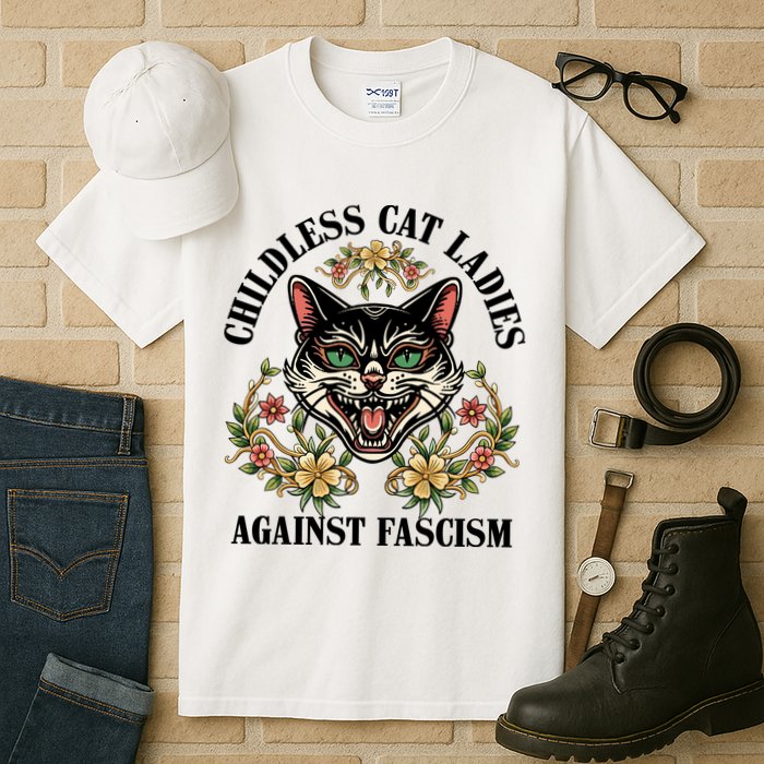 Childless Cat Ladies Against Fascism Tall T-Shirt