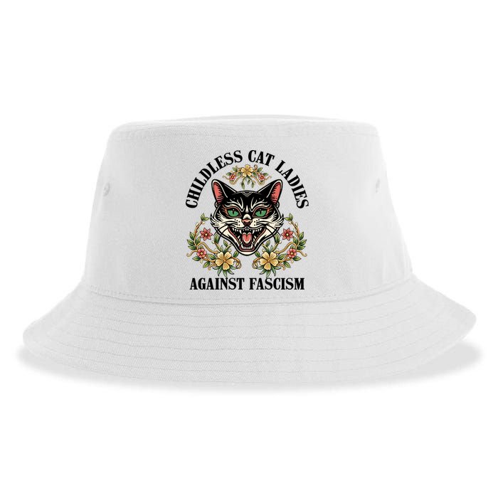 Childless Cat Ladies Against Fascism Sustainable Bucket Hat