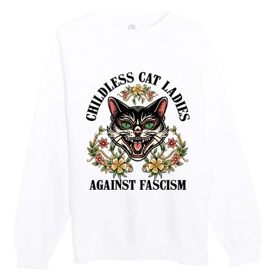 Childless Cat Ladies Against Fascism Premium Crewneck Sweatshirt