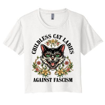 Childless Cat Ladies Against Fascism Women's Crop Top Tee