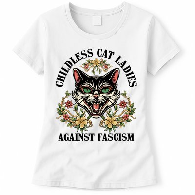 Childless Cat Ladies Against Fascism Womens T-Shirt