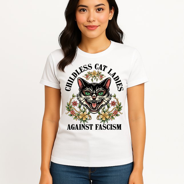 Childless Cat Ladies Against Fascism Womens T-Shirt