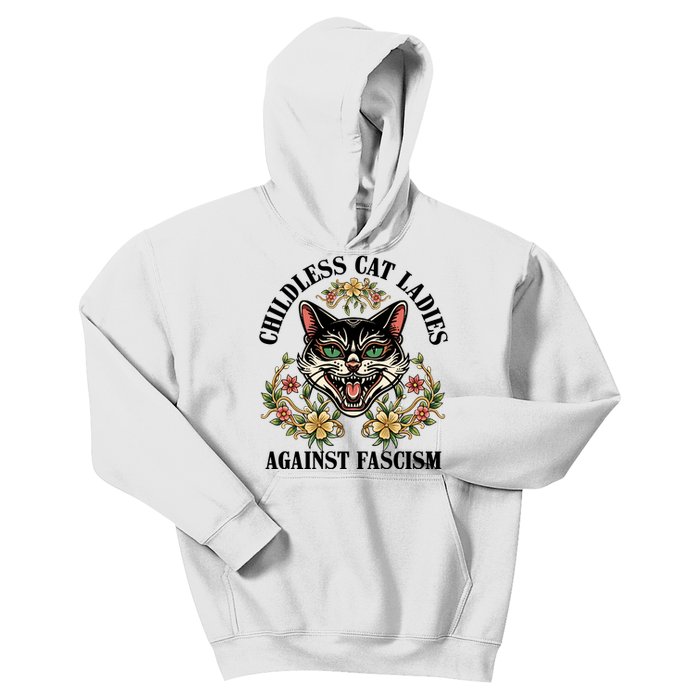 Childless Cat Ladies Against Fascism Kids Hoodie