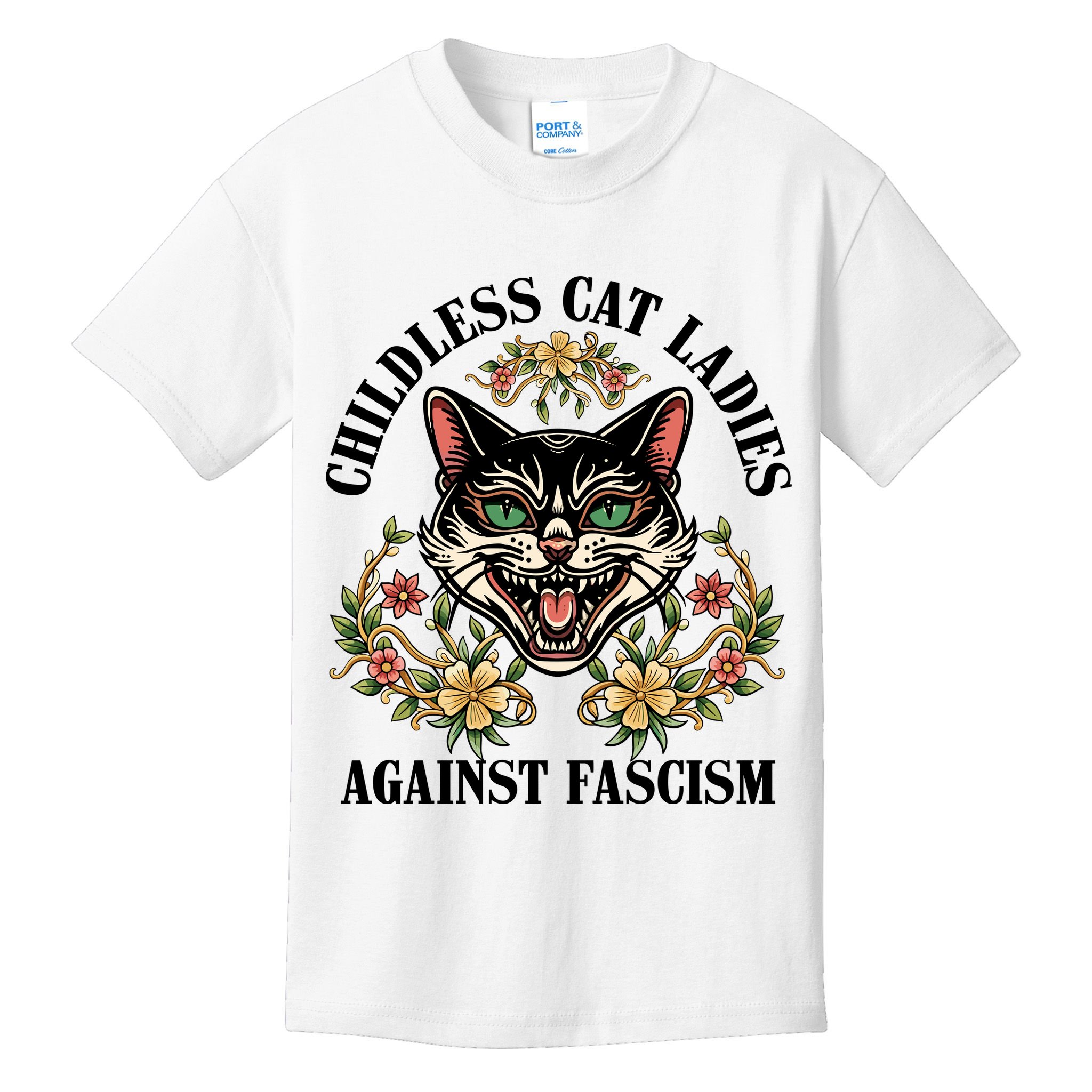 Childless Cat Ladies Against Fascism Kids T-Shirt