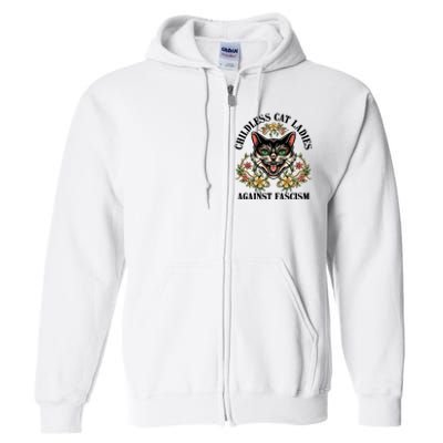 Childless Cat Ladies Against Fascism Full Zip Hoodie