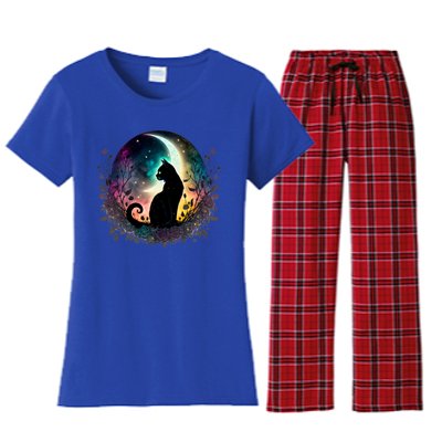 Cute Cat Motifs Cat Women's Flannel Pajama Set