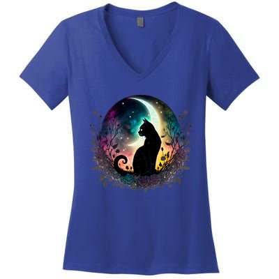 Cute Cat Motifs Cat Women's V-Neck T-Shirt