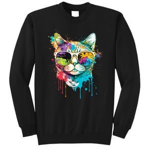 Cute Cat Motif Pop Art Cat Sweatshirt