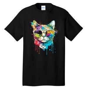 Cute Cat Motif Pop Art Cat Tall T-Shirt