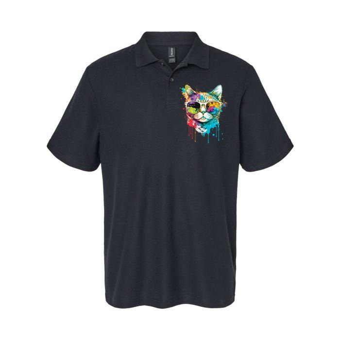 Cute Cat Motif Pop Art Cat Softstyle Adult Sport Polo