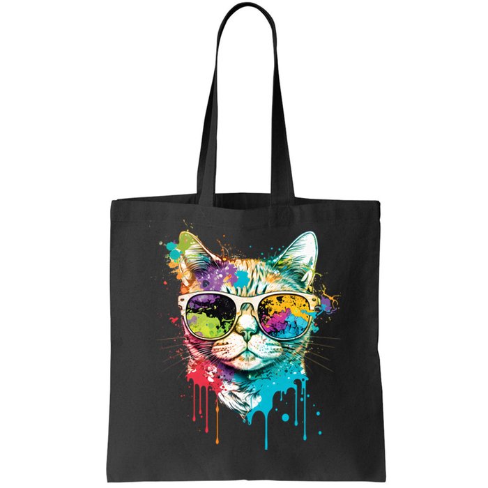 Cute Cat Motif Pop Art Cat Tote Bag