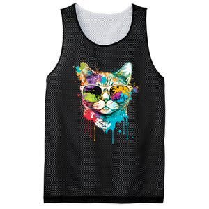 Cute Cat Motif Pop Art Cat Mesh Reversible Basketball Jersey Tank